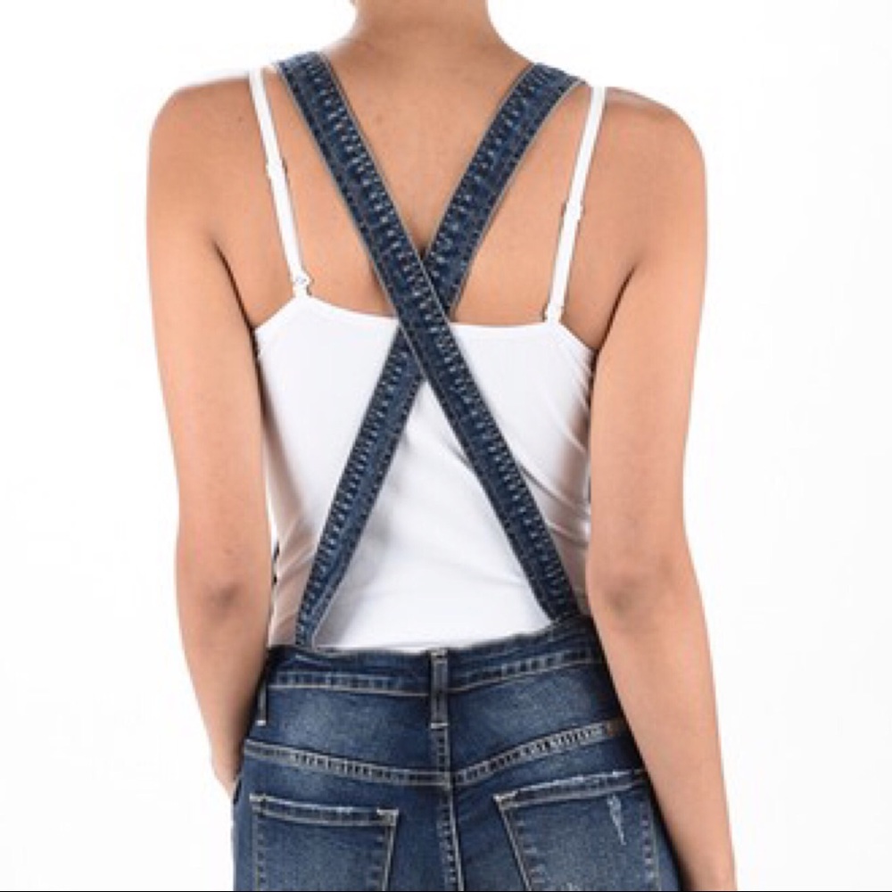 1 LEFT SALE-FIRM‼️5 🌟 Distressed Cuffed Overalls - Picture 3 of 3